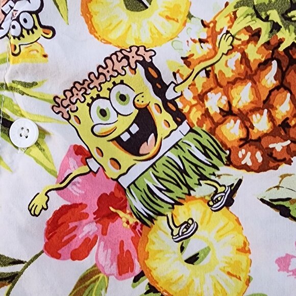 SpongeBob SquarePants Mens Hawaiian Shirt Tropical Pineapple Print Size M - Picture 8 of 10